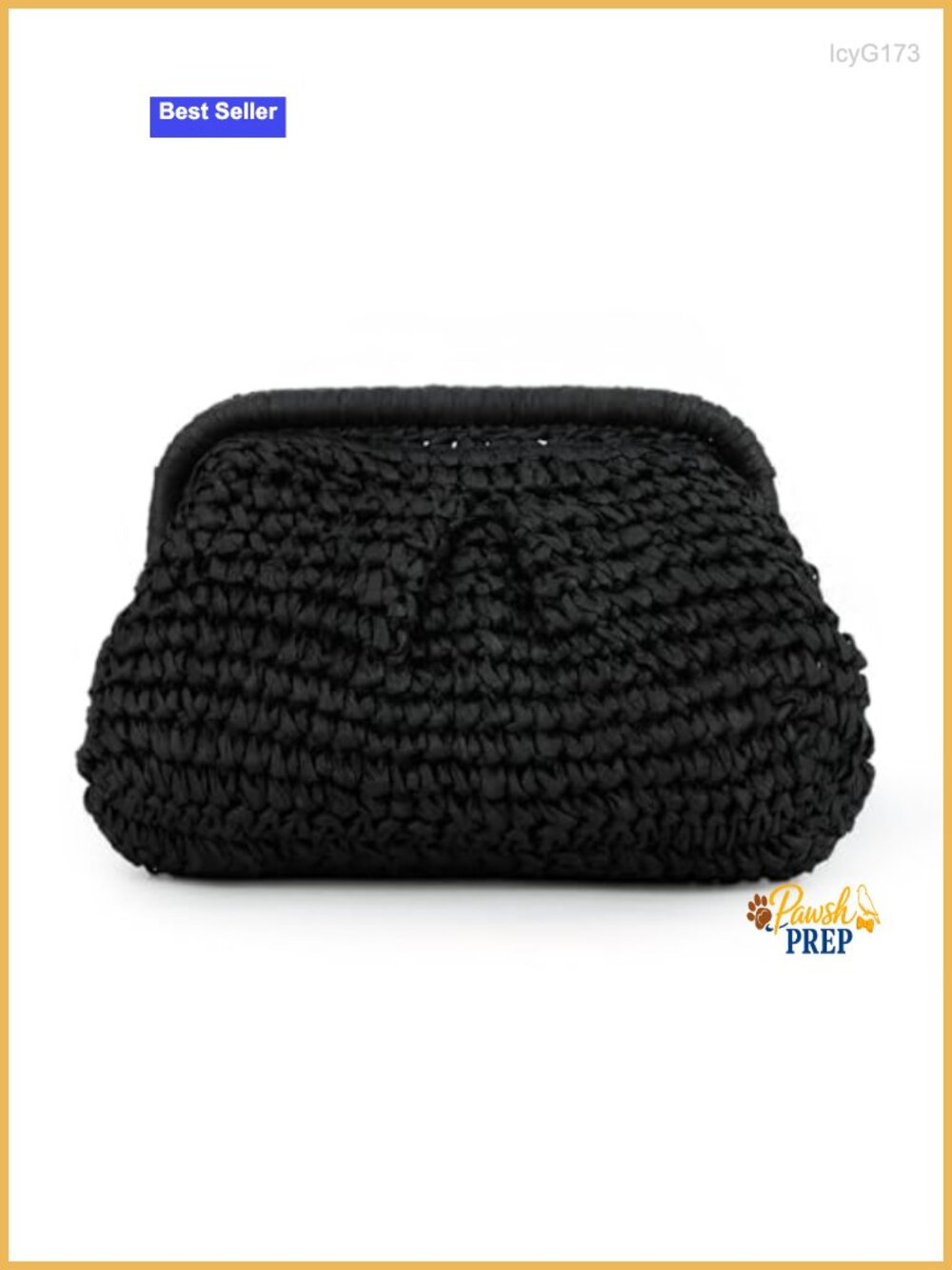 Handwoven Summer Beach Straw Clutch Purse w/ Chain Shoulder Strap